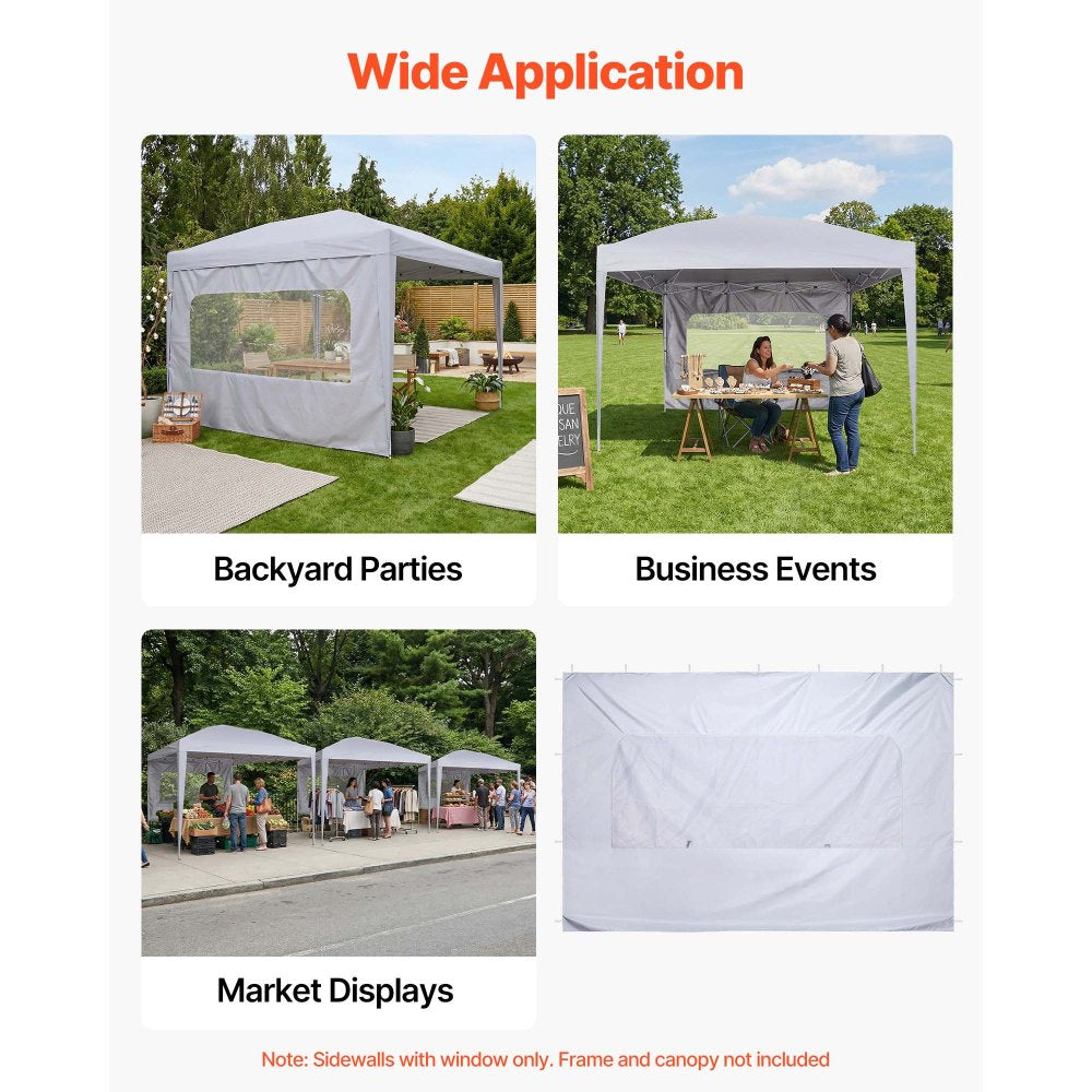 VEVOR Canopy Sidewalls, Fit for 10 x 10 ft Pop Up Canopy Tent, Tent Side Walls with Waterproof and Sunlight Protection Layer for Outdoor Event Tents, Vendor Booths, Camping (1 Sidewall Only, White)