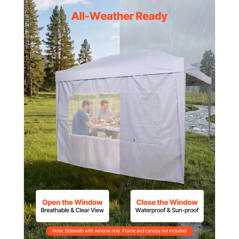 VEVOR Canopy Sidewalls, Fit for 10 x 10 ft Pop Up Canopy Tent, Tent Side Walls with Waterproof and Sunlight Protection Layer for Outdoor Event Tents, Vendor Booths, Camping (4 Sidewalls Only, White)