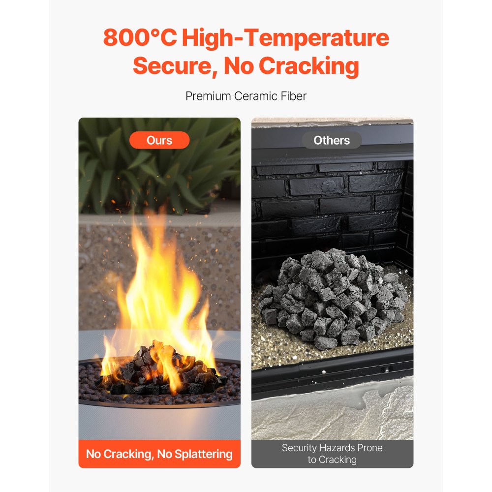 VEVOR Lava Rocks, 0.8-1.2 inch Fire Stones Lava Rocks For Fire Pit, Reusable Fire Pit Stones Indoor and Outdoor Use, Decorative Firepit Stone for Propane/Gas Fireplace,Stove,Courtyard,Camping