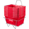 VEVOR Shopping Baskets, 12-Pack, Red, Sturdy Polyethylene with Handles and Stand, Size: 16.9"L x 11.8"W x 8.07"H, Suitable for Stores & Groceries - Capacity: 21 L/5.6 Gal
