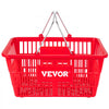 VEVOR Shopping Baskets, 12-Pack, Red, Sturdy Polyethylene with Handles and Stand, Size: 16.9"L x 11.8"W x 8.07"H, Suitable for Stores & Groceries - Capacity: 21 L/5.6 Gal