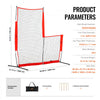 VEVOR L Screen Baseball for Batting Cage, 7x7 ft Baseball & Softball Safety Screen, Body Protector Portable Batting Screen with Carry Bag & Ground Stakes, Baseball Pitching Net for Pitchers Protection