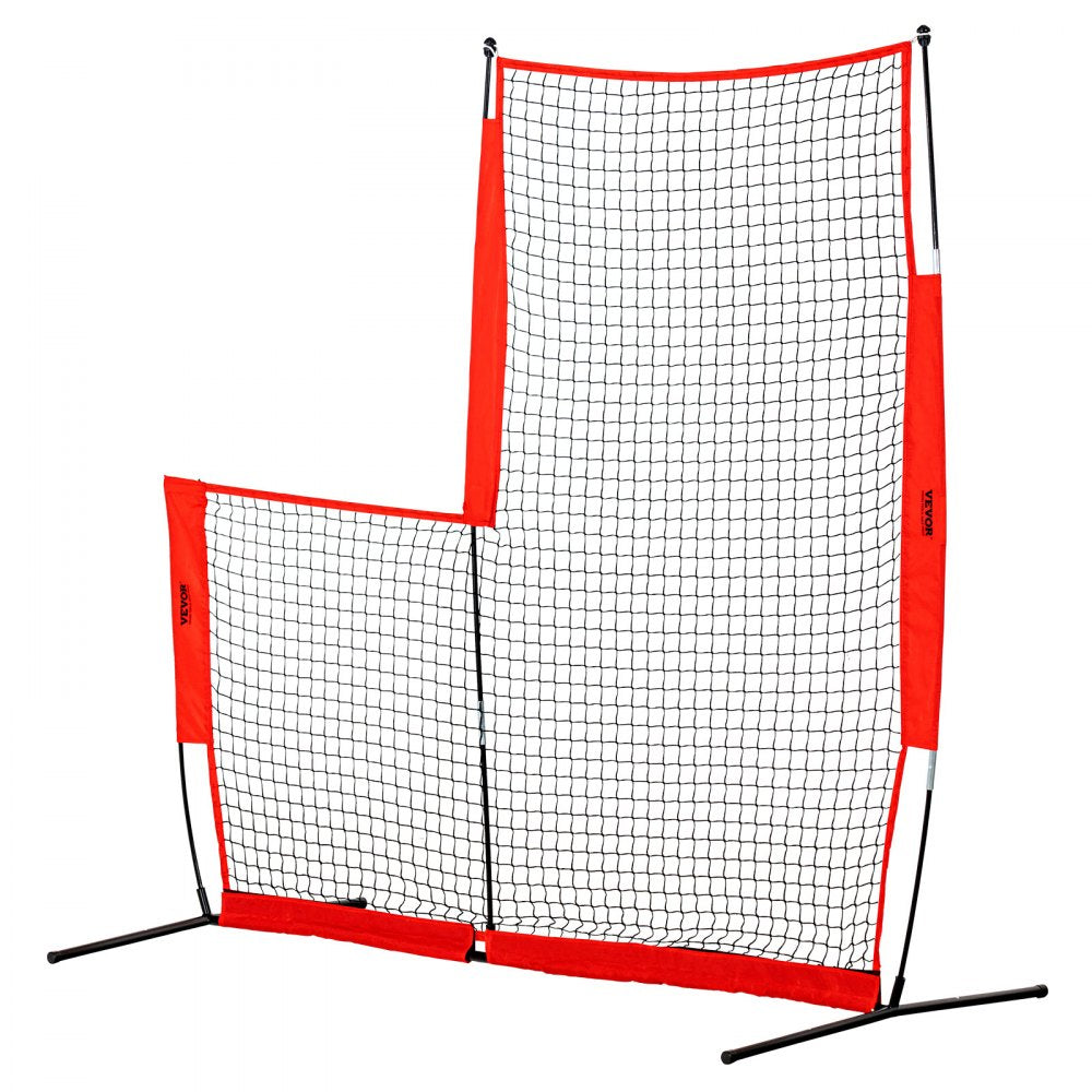 VEVOR L Screen Baseball for Batting Cage, 7x7 ft Baseball & Softball Safety Screen, Body Protector Portable Batting Screen with Carry Bag & Ground Stakes, Baseball Pitching Net for Pitchers Protection