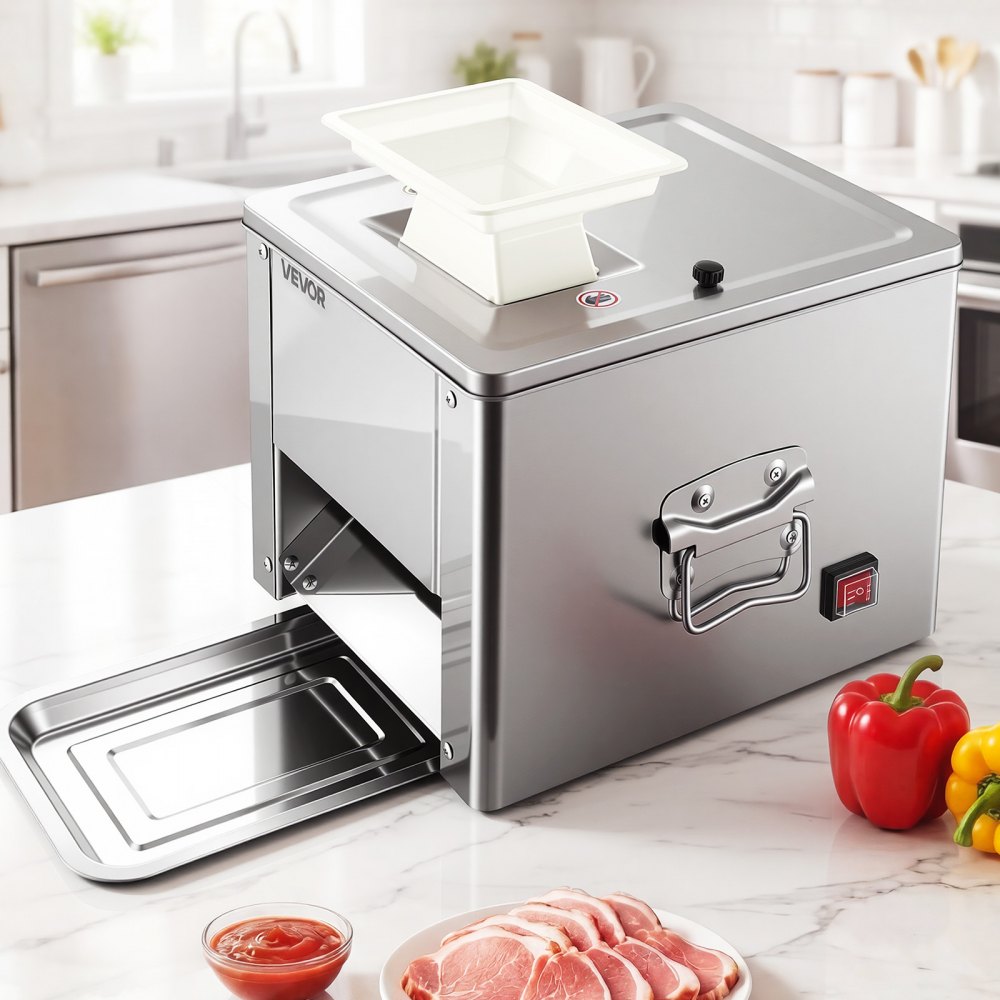 VEVOR Meat Cutting Machine, 350 Lb/H 550W Meat Slicer, 3.5mm Blade Shredder for Kitchen, Restaurant, and Supermarket, 3.5mm Heavy Duty Stainless Steel Blade Shredder, Electric Commercial Food Slicers