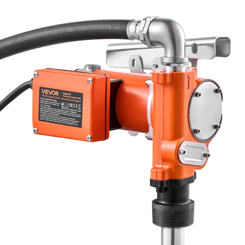VEVOR Fuel Transfer Pump 12V DC 20 GPM Tank Mount Electric Diesel Pump Kit, for Diesel Kerosene, 1/4 HP Motor, Heavy Duty Cast Iron Housing, with Manual Fuel Nozzle, Discharge Hose, Fixed Mounting Base