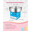 VEVOR Electric Cotton Candy Machine, 1000W Commercial Candy Floss Maker with 20.5 in Stainless Steel Bowl, Sugar Scoop, and Drawer, Easy Home Use, Perfect for Kids Birthday, Family Party, Blue