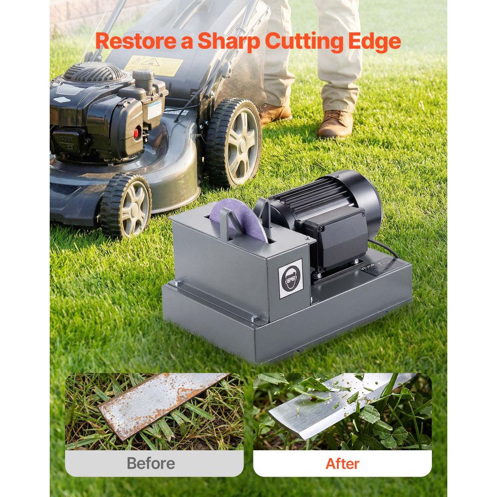 VEVOR Lawn Mower Blade Sharpener, 2/3HP Lawnmower Blade Grinder with 7" Ceramic Grinding Wheel  and Balancer, 30° or 40° Blade Sharpening Machine for High Lift, Low Lift, Gator & Flat Blades