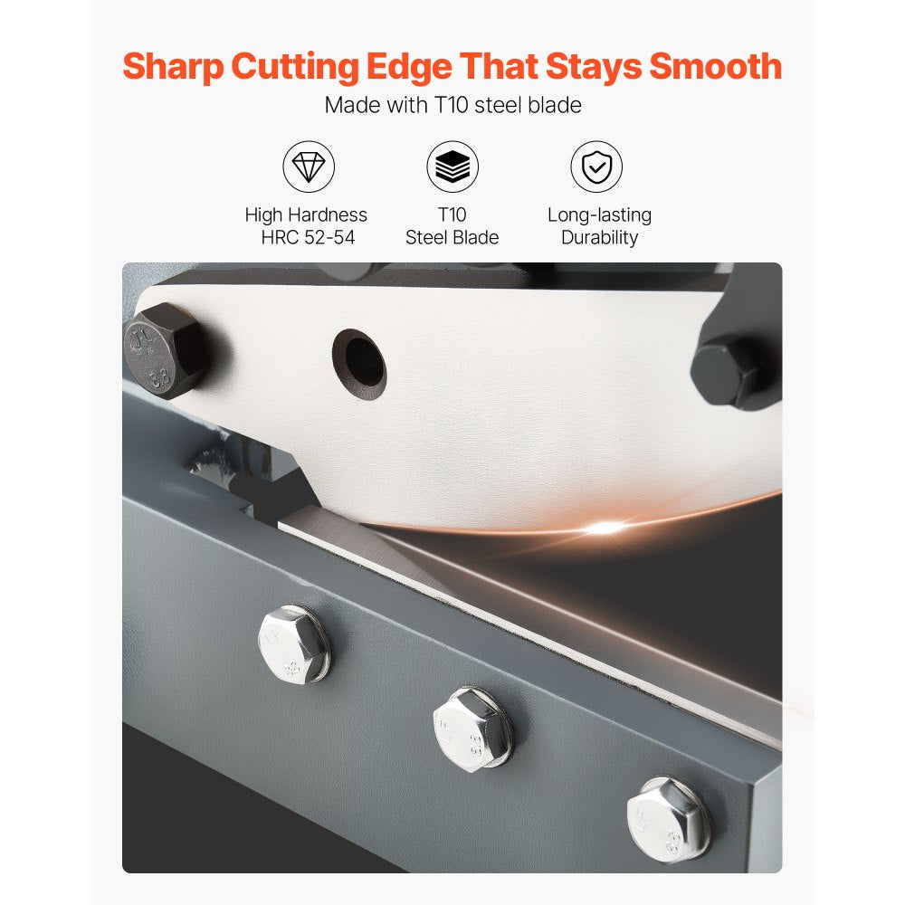 VEVOR Sheet Metal Shear, 6 in Manual Hand Plate Shear, Heavy Duty Mounting Type Sheet Cutter with Solid Steel Frame, High Precision, Extended Handle for Cutting Steel, Copper, Rebar, and Aluminum