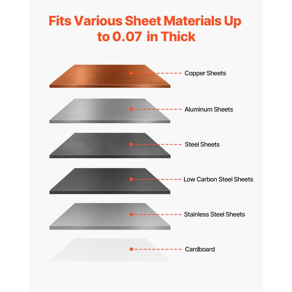 VEVOR Sheet Metal Shear, Manual Hand Shear, Throatless Benchtop Sheet Cutter for Multiple Purpose, with Solid Steel Frame, Mounting Type, Max Cutting Thickness 0.07 in for Steel Copper Rebar Aluminum