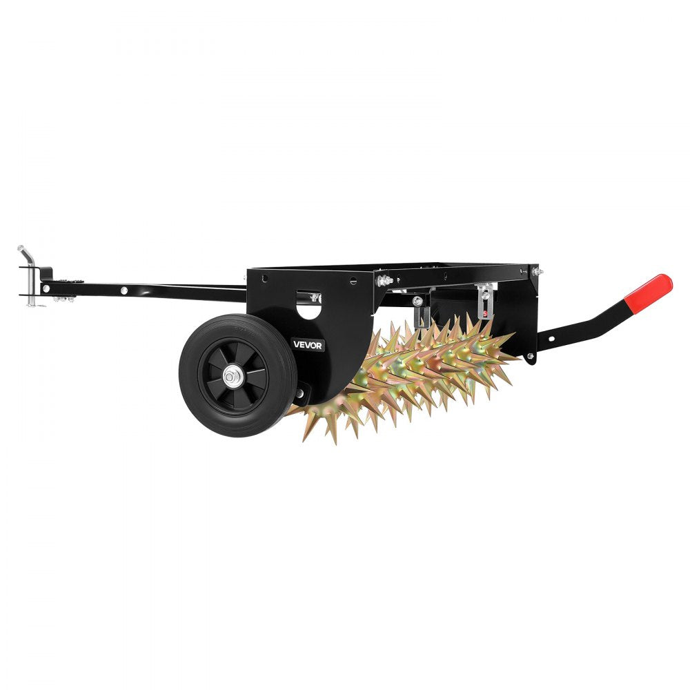 VEVOR Tow Behind Plug Aerator, 40 in Lawn Spike Aerator with Universal Hitch, 150lbs Weight Capacity, Heavy Duty  & Rust-Resistant, Pull Behind Aeration Tool with Tray for Farmland & Garden Tractors