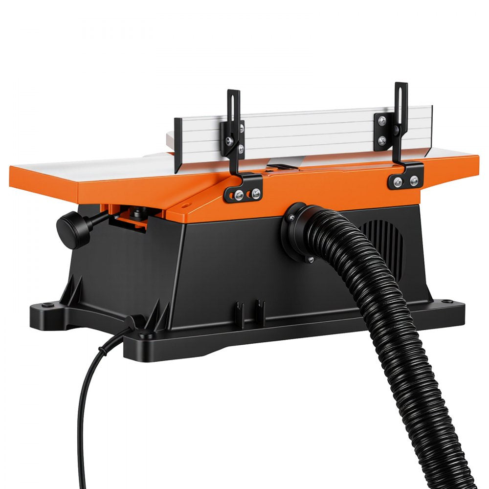 VEVOR Spiral Benchtop Jointer, 6 in, 2 HP 12000 RPM Bench Top Wood Jointer, with 12-Blade Spiral Cutterhead, Up to 1/8 in Depth, Adjustable Fence, 6 x 23 in Cast Aluminum Table, for Woodworking DIY
