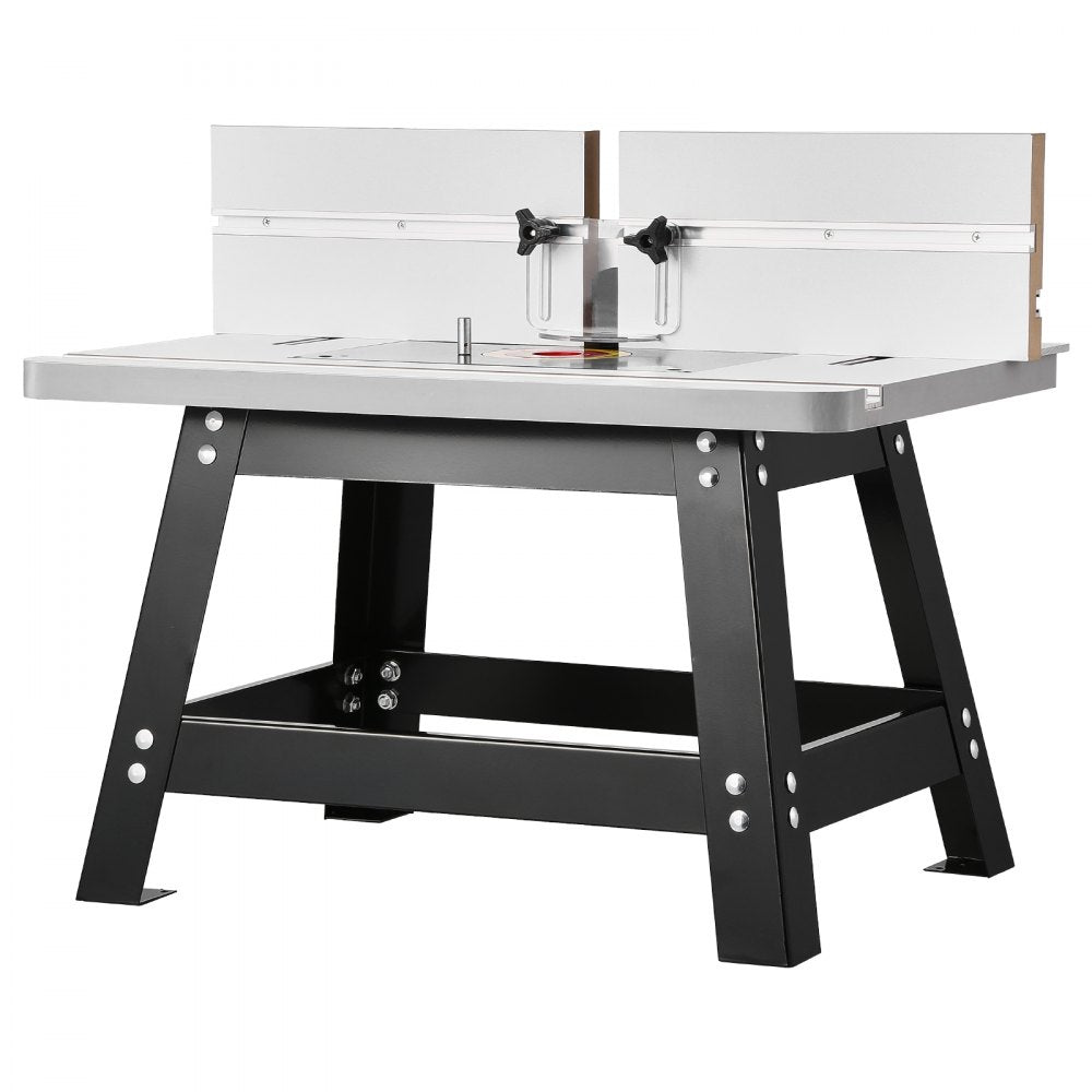 VEVOR Benchtop Router Table, 24 in x 15.7 in, Bench Top Routing Table with Adjustable Fence, MDF Top, Sturdy Metal Base, 2-1/2 in Dust Collection Port, Compatible with Routes & Various Drill Bits