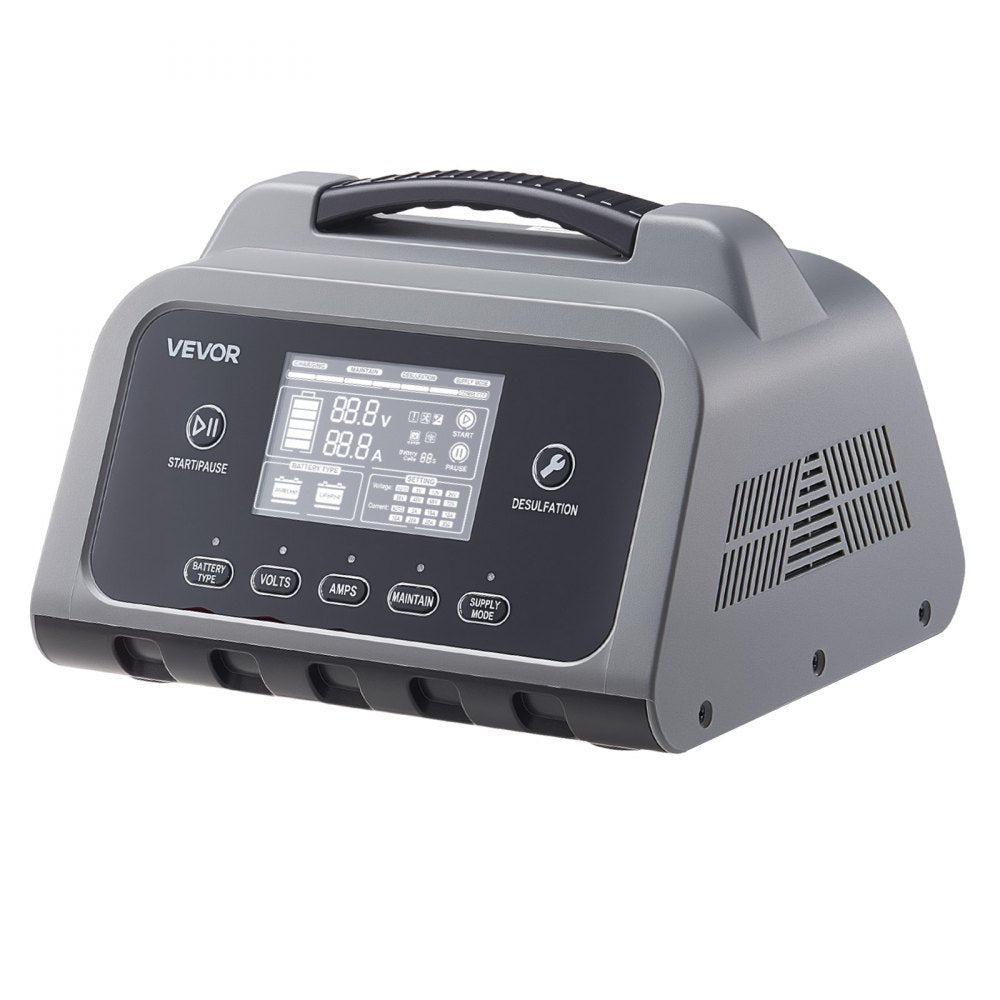 VEVOR Smart Battery Charger, 12A, 6V 12V 24V 36V 48V Lithium LiFePO4 Lead-Acid (Gel / AGM) Car Battery Charger, with LCD Display, Trickle Charging Maintainer Desulfator, for Car, Boat, Motorcycle