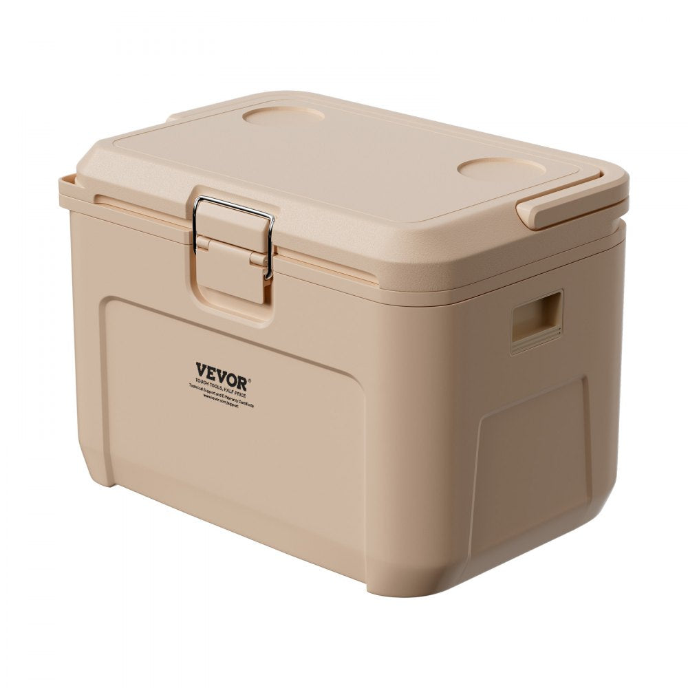 VEVOR Portable Cooler, 16.5 QT Hard Cooler with Ice Retention, Heavy-Duty Handles and Cup Holder, Lightweight Rigid Material Insulated Portable Cooler, Suitable for Family Picnics and Short Trips