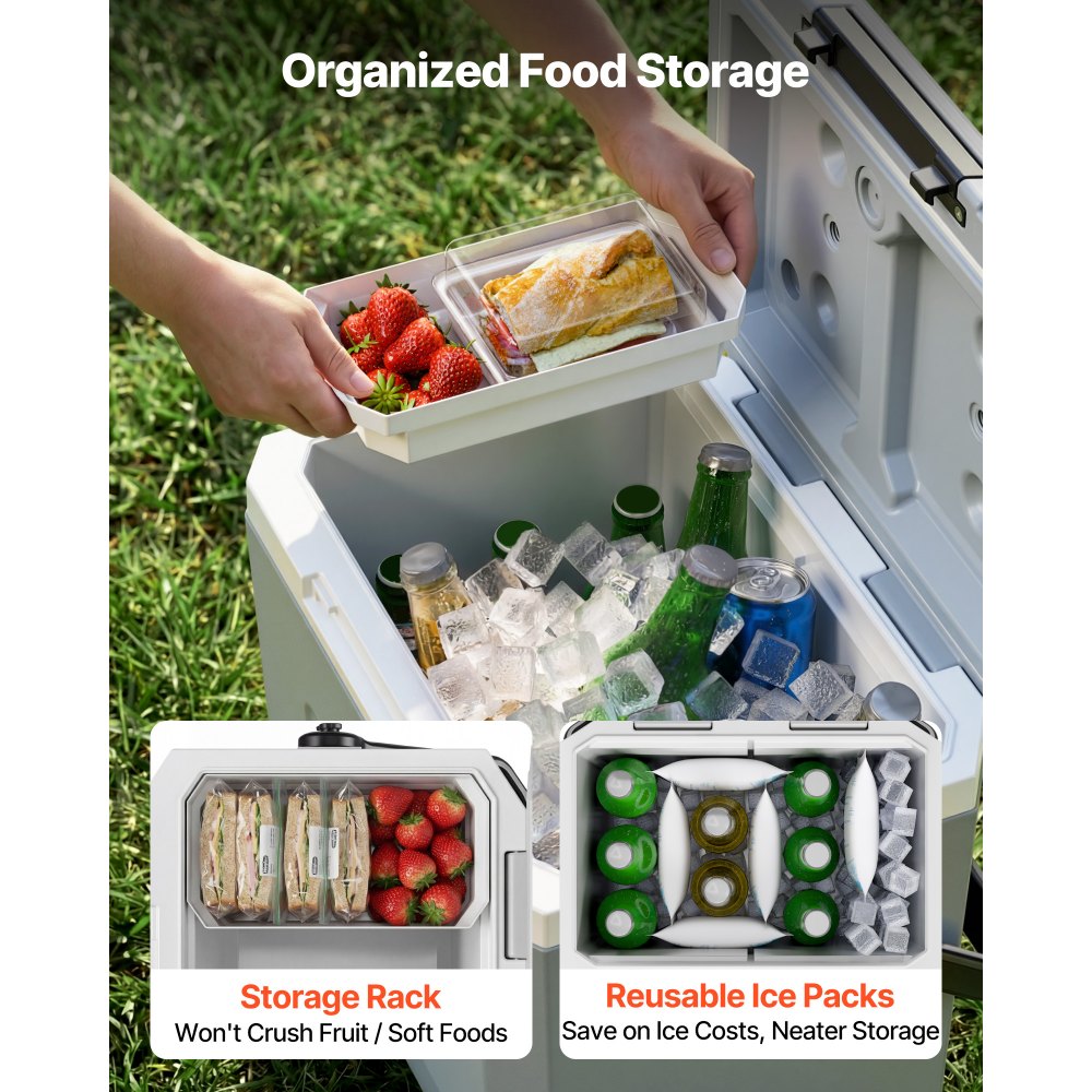 VEVOR Hard Cooler, 17QT Portable Cooler, Leak-Resistant Coolbox Keeps Contents Cool for 48 Hours, Insulated Chests with Ice Retention and Heavy-Duty Handle, Ultra-Light for Camping, Concerts, Sports