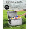 VEVOR Portable Cooler, 26 QT Hard Cooler with Ice Retention, Heavy-Duty Handles and Strap, Lightweight Rigid Material Insulated Portable Cooler, Suitable for Family Picnics and Short Trips