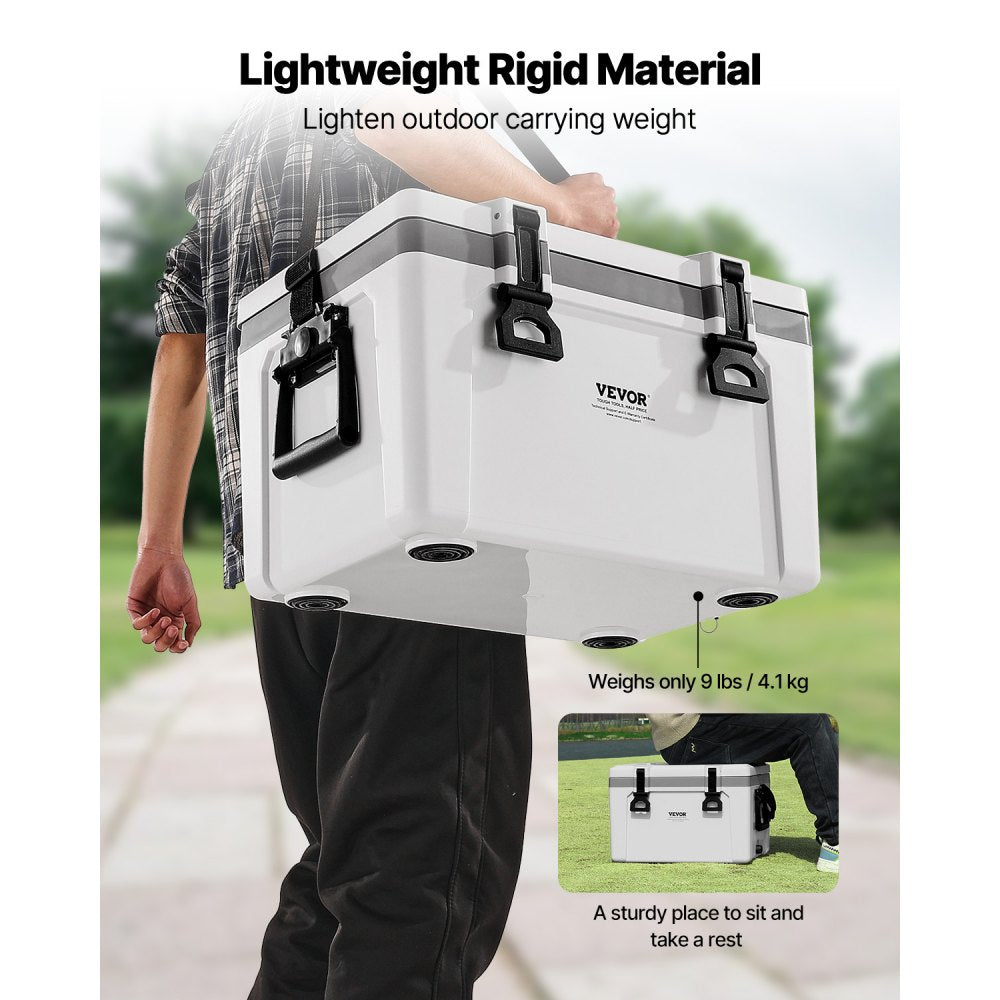 VEVOR Portable Cooler, 26 QT Hard Cooler with Ice Retention, Heavy-Duty Handles and Strap, Lightweight Rigid Material Insulated Portable Cooler, Suitable for Family Picnics and Short Trips