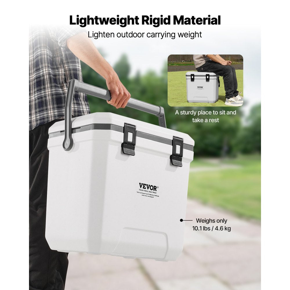 VEVOR Portable Cooler, 38 QT Hard Cooler with Ice Retention, Heavy-Duty Handles and Cup Holder, Lightweight Rigid Material Insulated Portable Cooler, Suitable for Family Picnics and Long Trips