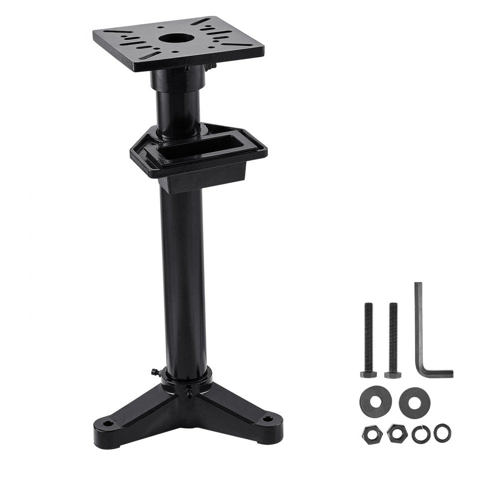 VEVOR Bench Grinder Stand, Heavy-Duty Bench Grinder and Vise Floor Pedestal with 10.6" x 10.6" Mounting Plate, Pre-Cut Mounting Slots & Water Pot, Compatible with Most Bench Grinders