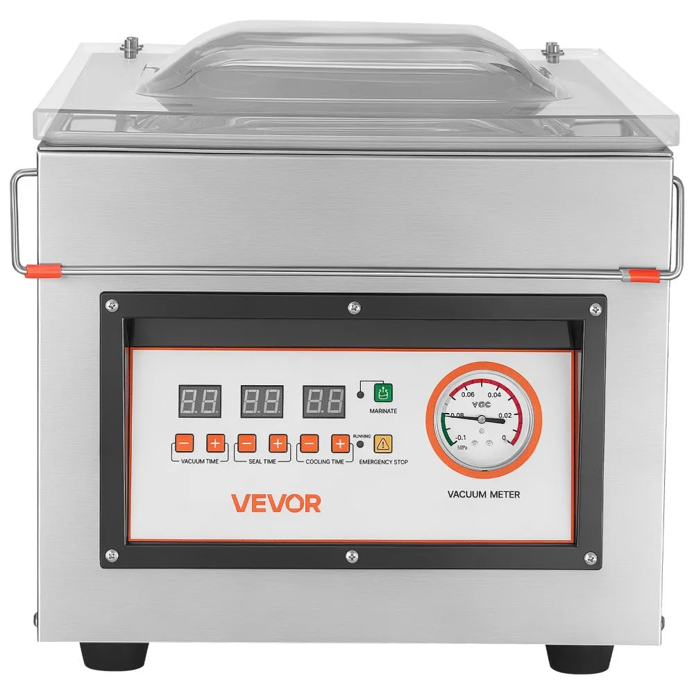 VEVOR Chamber Vacuum Sealer 2.2 Gal Chamber 12" Seal Bar Packing Machine, for Home Kitchen Use, 180W Commercial-Grade Oil Pump, Stainless Steel Food Packaging Machine for Meats, Marinades & Sous Vide
