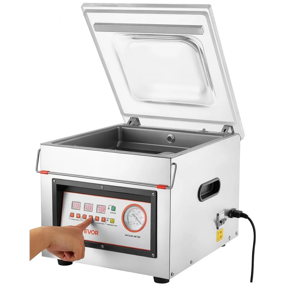 VEVOR Chamber Vacuum Sealer 2.2 Gal Chamber 12" Seal Bar Packing Machine, for Home Kitchen Use, 180W Commercial-Grade Oil Pump, Stainless Steel Food Packaging Machine for Meats, Marinades & Sous Vide