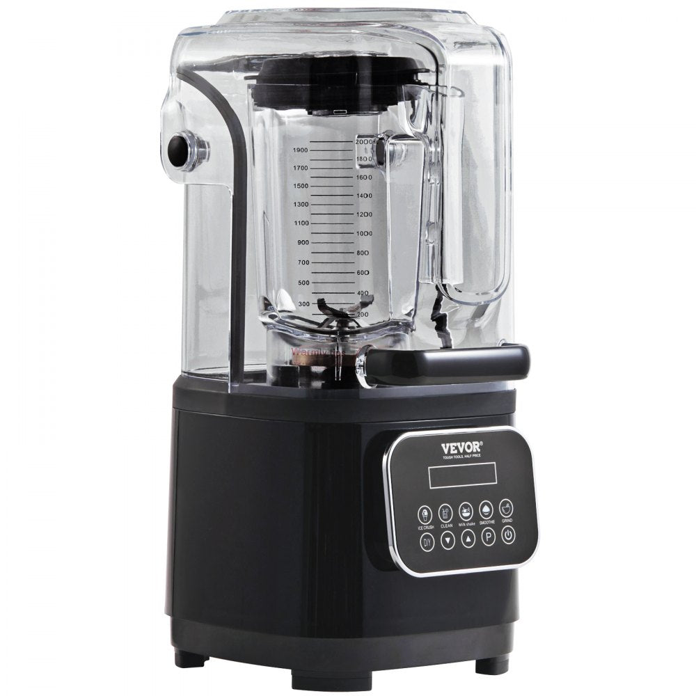 VEVOR Professional Blender with Shield, Commercial Countertop Blenders, 68 oz Plastic Jar Blender Combo, Stainless Steel 9 Speed & 5 Functions Blender, for Shakes, Smoothies, Peree, and Crush Ice
