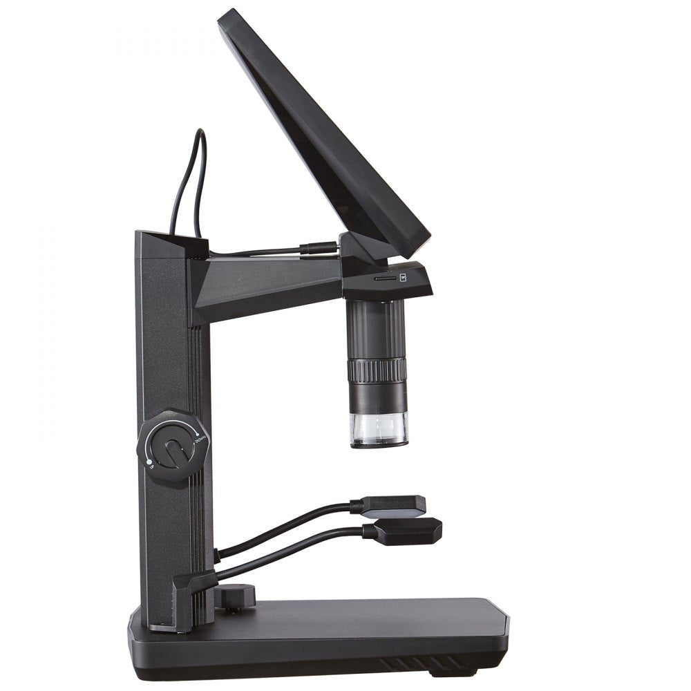 VEVOR 7" HDMI LCD Digital Microscope for Adults, Soldering Electron Microscope 1200X with IPS Screen, 8 LED Lights, 2 Flexible Side Lights, PC View, USB Coin Microscope for Windows/MacOS/TV, 32GB