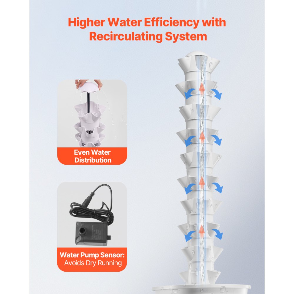 VEVOR Hydroponic Growing System, 50 Pods Vertical 10 Tiers Hydroponic Tower, Rolling Hydronic Garden with Water Pump & Wheels, Indoor Plants Germination Kit for Herbs Fruits & Vegetables