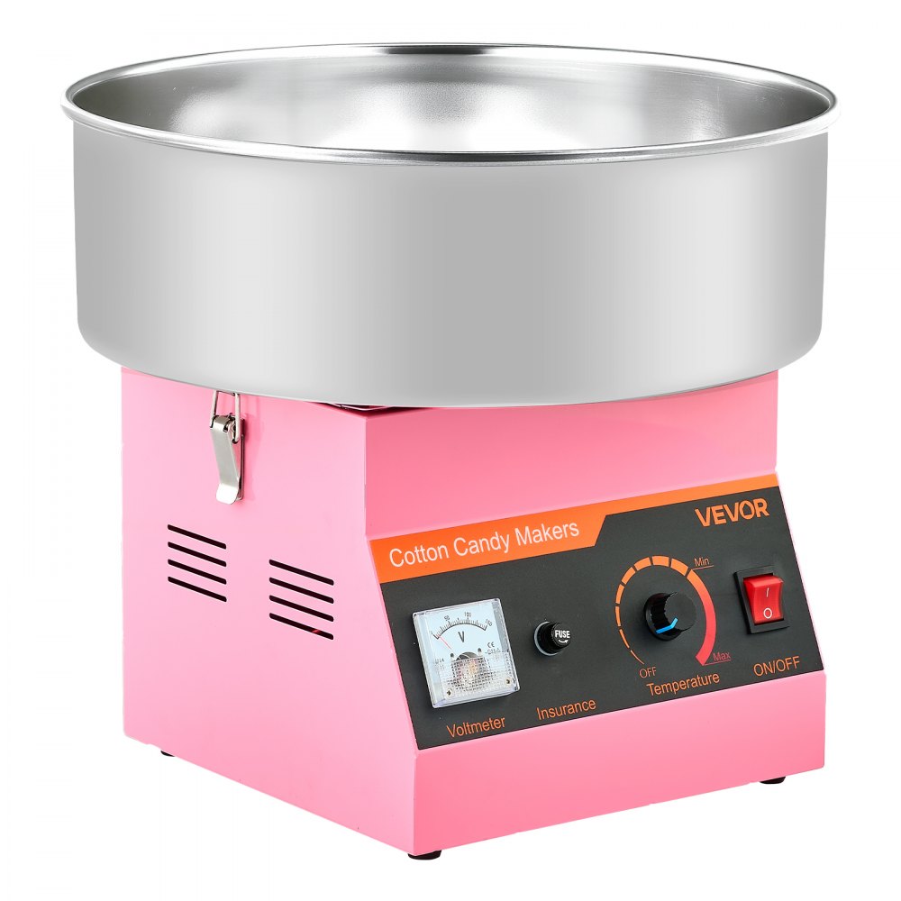 VEVOR Cotton Candy Machine Commercial, 1000W Electric Candy Floss Maker, Easy Use with 15 inch Stainless Steel Bowl and Sugar Scoop, Makes Hard Candy for Home Kids Birthday, Family Party, Pink