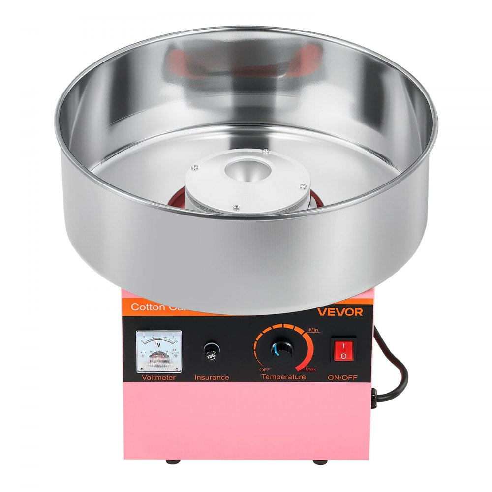 VEVOR Cotton Candy Machine Commercial, 1000W Electric Candy Floss Maker, Easy Use with 15 inch Stainless Steel Bowl and Sugar Scoop, Makes Hard Candy for Home Kids Birthday, Family Party, Pink