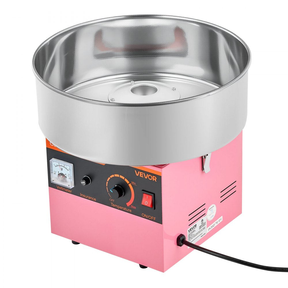 VEVOR Cotton Candy Machine Commercial, 1000W Electric Candy Floss Maker, Easy Use with 15 inch Stainless Steel Bowl and Sugar Scoop, Makes Hard Candy for Home Kids Birthday, Family Party, Pink