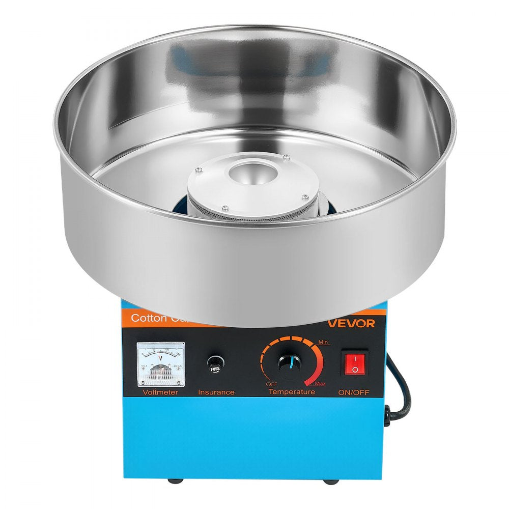 VEVOR Cotton Candy Machine Commercial, 1000W Electric Candy Floss Maker, Easy Use with 15 inch Stainless Steel Bowl and Sugar Scoop, Makes Hard Candy for Home Kids Birthday, Family Party, Blue