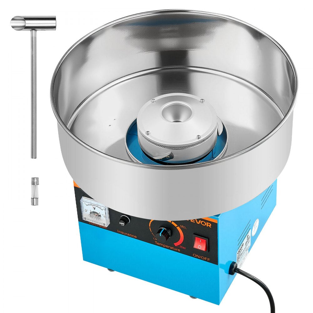 VEVOR Cotton Candy Machine Commercial, 1000W Electric Candy Floss Maker, Easy Use with 15 inch Stainless Steel Bowl and Sugar Scoop, Makes Hard Candy for Home Kids Birthday, Family Party, Blue