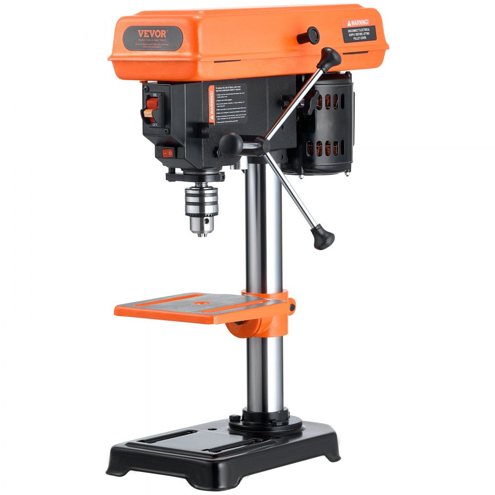 VEVOR 8 in Benchtop Drill Press, 2.5A Induction Motor, Tabletop Drilling Machine with 620 / 1140 / 1740 / 2340 / 3100 RPM Adjustable Speed, 0-45° Tilting Worktable, LED Work Light, for Wood Metal