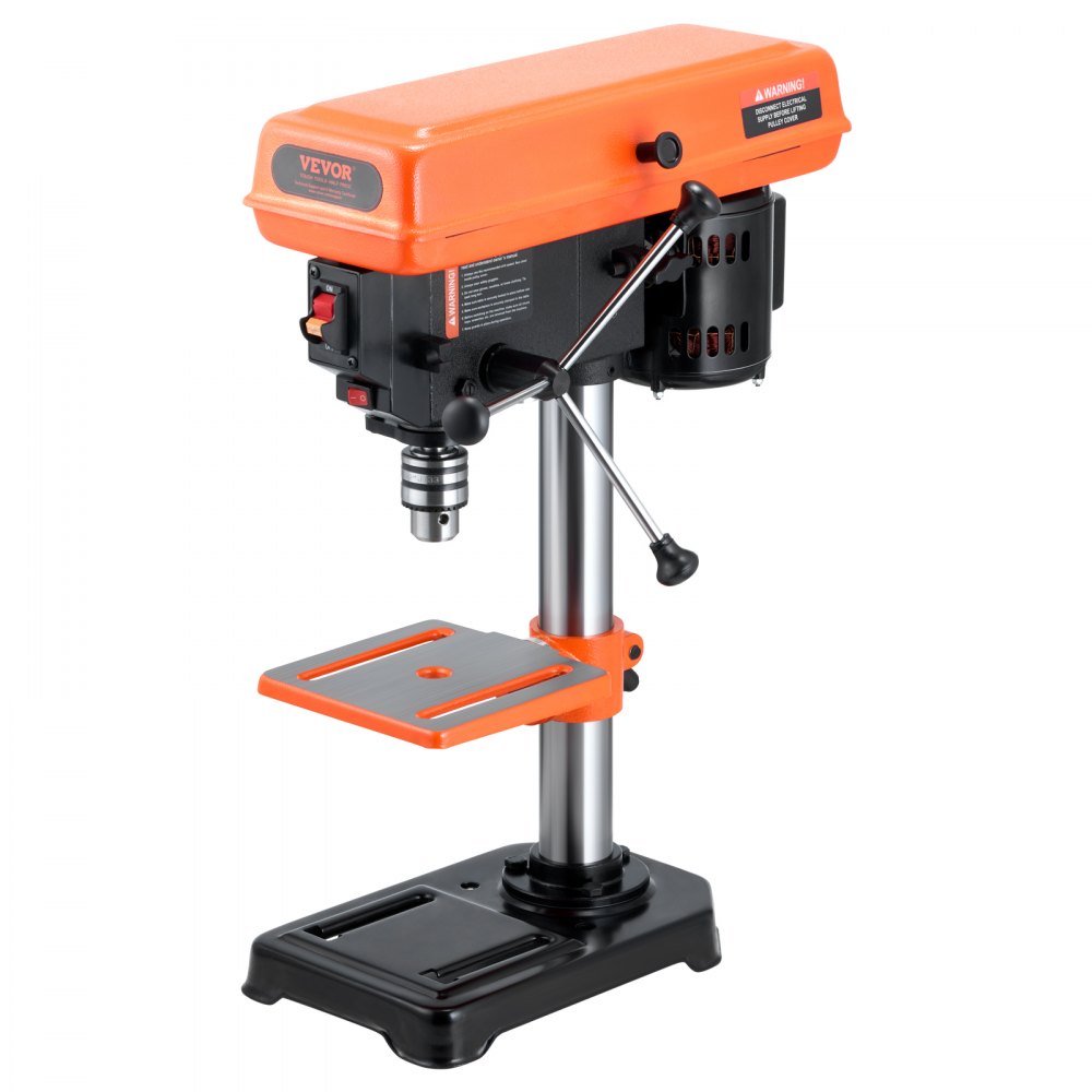VEVOR 8 in Benchtop Drill Press, 2.5A Induction Motor, Tabletop Drilling Machine with 620 / 1140 / 1740 / 2340 / 3100 RPM Adjustable Speed, 0-45° Tilting Worktable, LED Work Light, for Wood Metal