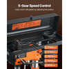 VEVOR Benchtop Drill Press, 3.2 Amp, 5-Speed Adjustable Drill Press with 650/1050/1800/2350/3100 RPM, 10-inch Swing, Cast Iron Frame, 0-45° Tiltling Worktable, Work Light, for Drilling Wood & Metal
