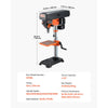 VEVOR Benchtop Drill Press, 3.2 Amp, 5-Speed Adjustable Drill Press with 650/1050/1800/2350/3100 RPM, 10-inch Swing, Cast Iron Frame, 0-45° Tiltling Worktable, Work Light, for Drilling Wood & Metal