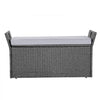 VEVOR Outdoor Storage Bench, 2-Person PE Rattan Storage Bench, 40 Gal Deck Box with Cushion & Side Handle, Supports up to 400 lbs, Weatherproof Outdoor Seating & Porch Decor for Patio Garden Balcony