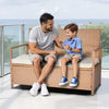 VEVOR Outdoor Storage Bench, 2-Person PE Rattan Storage Bench, 70 Gal Deck Box with Cushion, Supports up to 265 lbs, Weatherproof Outdoor Seating & Porch Decor for Patio Garden Balcony Yard