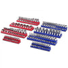 VEVOR Magnetic Socket Organizer Set, 8PCS Socket Holder, 1/4'', 3/8'' & 1/2'' Metric SAE Socket Trays with Clear Labels, Hold up to 199PCS Standard & Deep Sockets, Blaue & Red (Sockets Not Included)