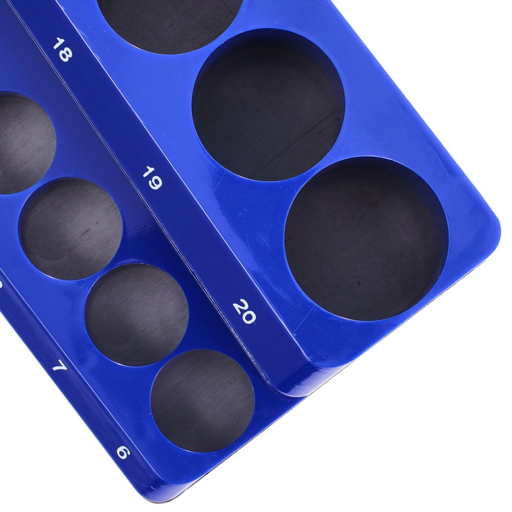 VEVOR Magnetic Socket Organizer Set, 3PCS Magnetic Socket Holder, 1/4'', 3/8'' & 1/2'' Metric Socket Trays with Clear Labels, Hold up to 75PCS Standard & Deep Sockets, Blue (Sockets Not Included)