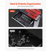 VEVOR Socket Organizer Set, 8PCS High-Rod Socket Holder, 1/4'', 3/8'' & 1/2'' Metric SAE Socket Trays with Clear Labels, Hold up to 176PCS Standard & Deep Sockets, Black & Red (Socket Not Included)
