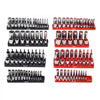 VEVOR Socket Organizer Set, 8PCS High-Rod Socket Holder, 1/4'', 3/8'' & 1/2'' Metric SAE Socket Trays with Clear Labels, Hold up to 176PCS Standard & Deep Sockets, Black & Red (Socket Not Included)
