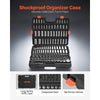 VEVOR Socket Set, 163 Pieces, 3/8 & 1/4 & 1/2 inch Drive Socket Tool Set, SAE and Metric, Deep and Standard, Mechanic Tool Kit with Storage Case, Chrome Plated CR-V Alloy Steel, for Automotive Repair