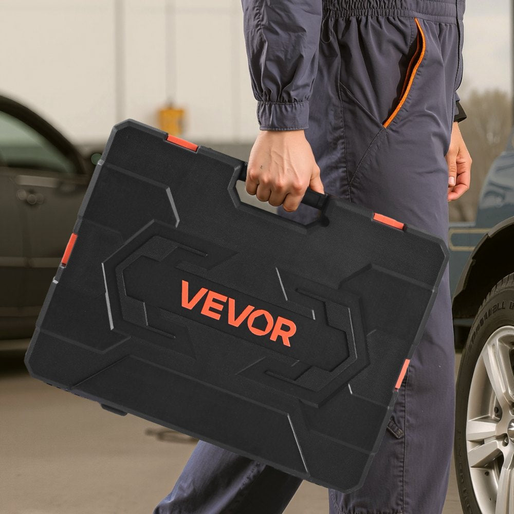 VEVOR Socket Set, 225 Pieces, 3/8 & 1/4 & 1/2 inch Drive Socket and Ratchet Set, SAE and Metric, Deep and Shallow, Mechanic Tool Kit with Bits, Accessories, Storage Case, CR-V Alloy Steel, for Repair