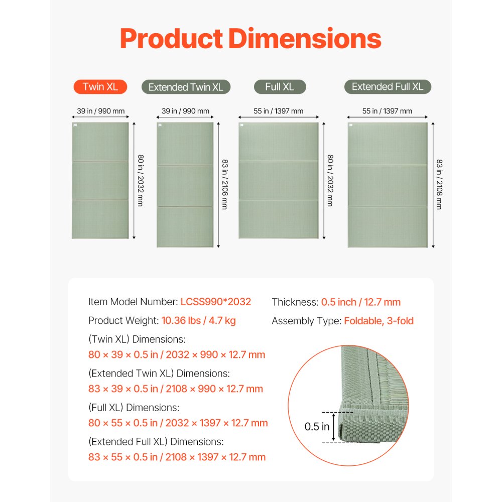 VEVOR Japanese Tatami Mat, Twin Size Foldable Japanese Tatami Mattress( Natural Rush Grass), Japanese Floor Mattress with Non-Slip Backing & Fresh Scent, Futon Mattress for Sleeping Meditation Yoga