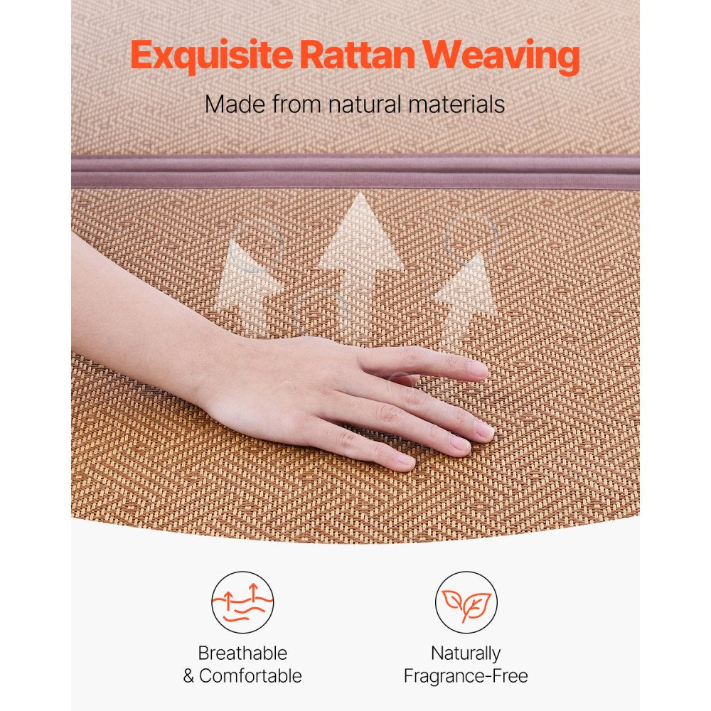 VEVOR Japanese Tatami Mat, 80 x 55 in Foldable Handwoven Natural Rattan Tatami Mat, Non-Slip & Easily Cleaned Japanese Tatami Floor Mat, Summer Breathable Sleeping Mat for Meditation Yoga Relaxation