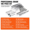 VEVOR Socket Set, 1/4" and 3/8" Drive Socket and Ratchet Set, 6-Point Socket Opening, 106 Pcs Tool Set SAE and Metric, Deep and Standard Sockets, 5/32-1 in, 5-19 mm, with Accessories, Storage Case