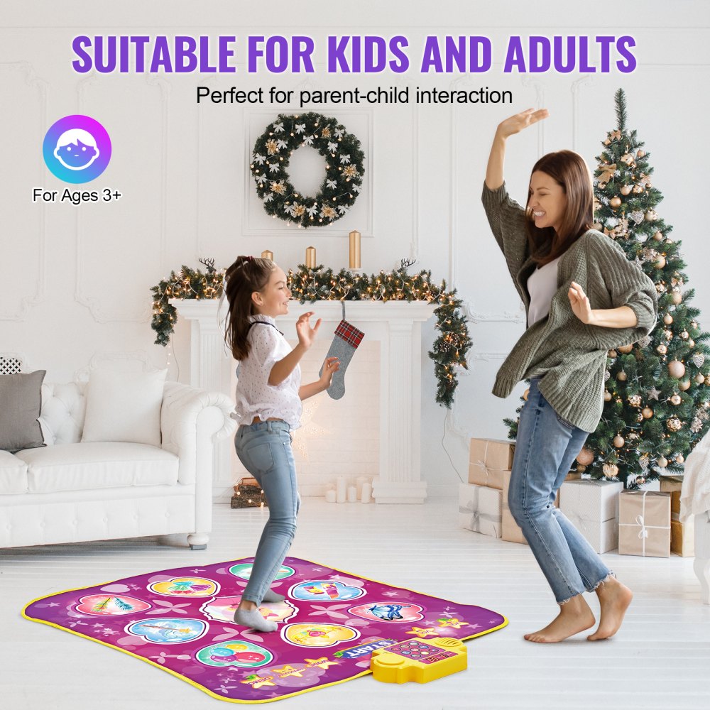 VEVOR Dance Mat, 9-Button Dance Mixer Rhythm Step Play Mat, Electronic Dance Pad with 3 Game Modes, Adjustable Volume, Built-in Music, 8 Challenge Levels, Birthday Toys Gifts for 3+ Year Old Girls