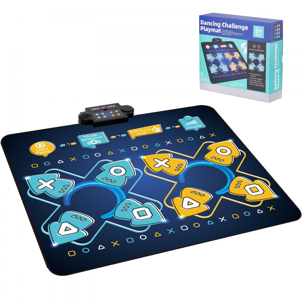 VEVOR Dance Mat, 8-Button Dance Mixer Rhythm Step Play Mat, Electronic Dance Pad with Single/Two Player Modes, Adjustable Volume, Built-in Music, 8 Challenge Levels, Toys Gifts for 3+ Year Old Girls